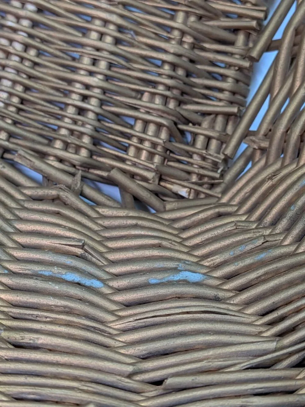 Vintage Extra Large Woven Wicker Basket Handle Scoop Gathering Trug Gold Brown